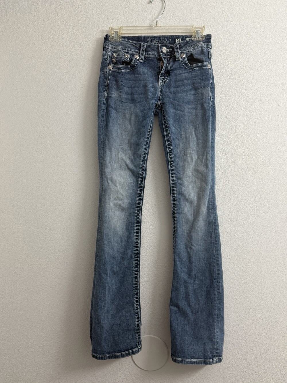 Miss Me Boot Jeans Women’s Size 25 Blue Rhinestones Embroidered